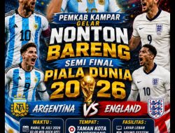 Bakal Tumpah Ruah! Pecinta Bola Kampar Nobar Semifinal Piala Dunia 2026 Argentina vs England di Taman Kota Bangkinang